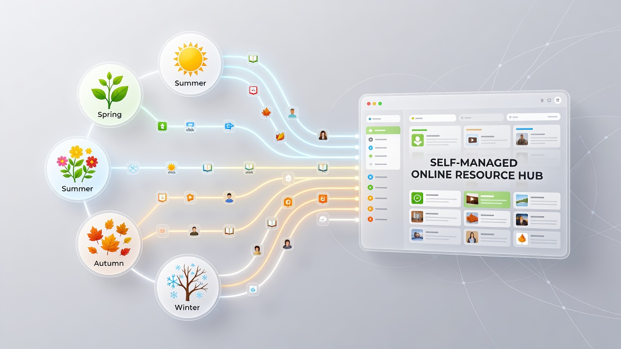 The Interplay Between Seasonal Imagery Cycles and Sustained Reader Pathways in Self-Managed Online Resource Hubs